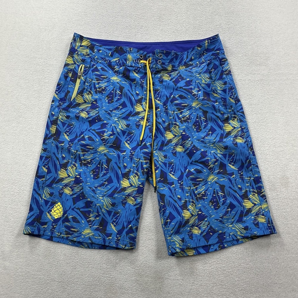 Stio Shorts Mens 32 Blue Yellow CFS Board Short Tropical Drawstring Trunks Swim
